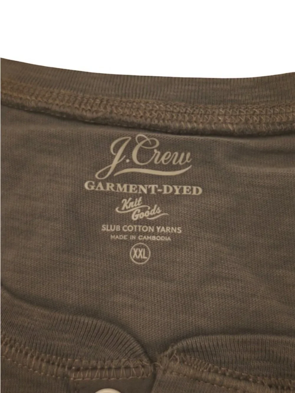 J. Crew Men's Garment Dyed Green XXL 2XL Short Sleeve Henley Shirt 100 Cotton